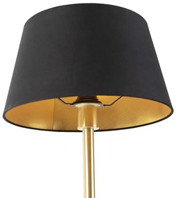 Класическа настолна лампа месинг с черен абажур 32 см - Simplo