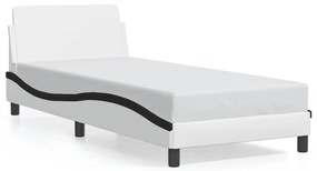 373104 vidaXL Рамка за легло Dover, бяла, черна, 90x190 см изкуствена кожа