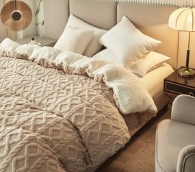 Изключително меко плетено плюшено одеяло 180 x 220 cm Бежово