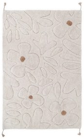 Кремав ръчно изработен памучен детски килим подходящ за пране 120x180 cm Gentle Flora – Nattiot