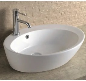 Мивка за баня ICB 851W, монтаж върху плот, с отвор за смесител, порцелан, бял, 61x47x16см