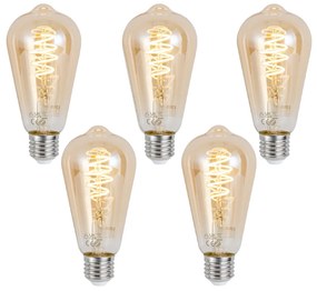 Комплект от 5 смарт E27 димируеми LED крушки ST64 кехлибар 4.9W 320 lm 2500K Zigbee