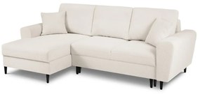 Бежов разтегателен ъглов диван с място за съхранение от прежда с примки от букле (ляв ъгъл) Kyoto – Cosmopolitan Design