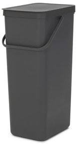 Кош за разделно събиране на боклук Brabantia Sort&Go 1004140, 40 л, Дръжка, Възможност за стенен монтаж, Тъмносив