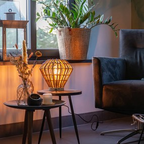 Ръстична настолна лампа бамбук с бяло - Canna Diamond