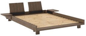 Кафяво двойно легло 140x200 cm от масивен бор с включена подматрачна рамка Social – Karup Design