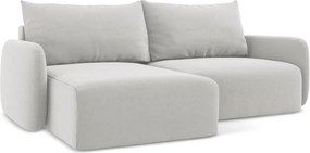 Светлосив кадифен сгъваем/с място за съхранение ъглов диван (ляв ъгъл) Kalena – Makamii