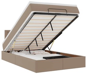 3312146 vidaXL Османска легло с матраци&LED капучино 120x190см изкуствена кожа
