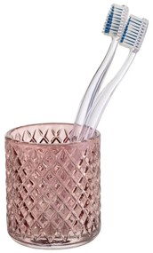 Тъмнорозова стъклена чаша за четки за зъби Atessa – Wenko
