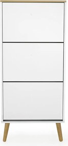 Бяла етажерка за обувки с крака от дъбово дърво с 3 копчета Dot - Tenzo