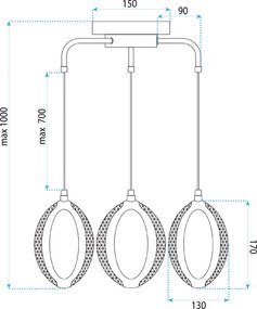 ВИСЯЩА ТАВАННА LED ЛАМПА G176-3CP GOLD