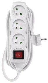Удължител с ключ 3 гнезда 5м бял