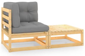 805750 vidaXL Градински лаундж комплект, 2 части, с възглавници, бор масив