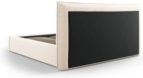 Кремаво двойно тапицирано легло с място за съхранение с включена подматрачна рамка 180x200 cm Elio – Milo Casa