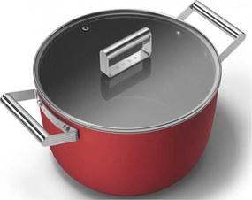 Тенджера SMEG CKFC2611RDM, 7.7 л, Ø26 см, Тефлоново покритие, До 250°C, Индукция, Червен