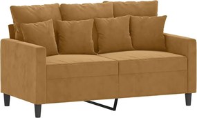 359300 vidaXL 2-местен диван, кафяв, 120 см, кадифе