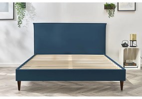 Синьо тапицирано двойно легло с решетка 160x200 cm Sary - Bobochic Paris