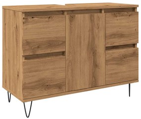 857236 vidaXL Шкаф за баня, дъб артизан, 80x33x60 см, инженерно дърво