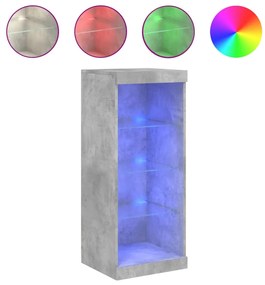 836731 vidaXL Сайдборд с LED светлини, бетонно сив, 41x37x100 см
