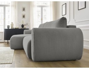 Тъмносив разтегателен ъглов диван от рипсено кадифе (ляв ъгъл) Lucien – Bobochic Paris