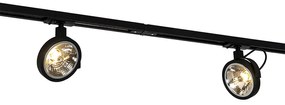 Релсова система с 5 прожектора черна 1-фазен - Go