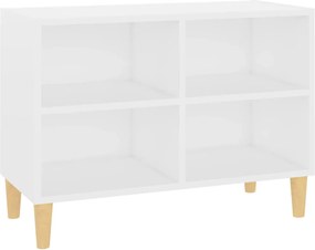 805923 vidaXL ТВ шкаф с крака от дърво масив, бял, 69,5x30x50 см