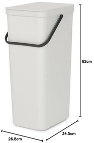 Кош за разделно събиране на боклук Brabantia Sort&Go 1005554, 40 л, Дръжка, Възможност за стенен монтаж, Светлосив