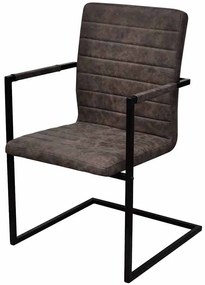 272414 vidaXL Конзолни трапезни столове, 6 бр, тъмно кафяви, изкуствена кожа