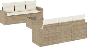 3218698 vidaXL Градински диван с възглавници, 7 части, бежов полиратан