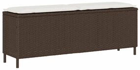 4104155 vidaXL Градинска пейка с възглавница Кафява 110x30x40,5 cm Поли ратан
