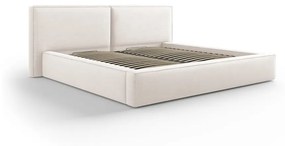 Бежово тапицирано двойно легло с място за съхранение и решетка 200x200 cm Arendal - Cosmopolitan Design