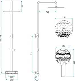 Душ комплект без чучур с термостат Rea Lungo Chrome