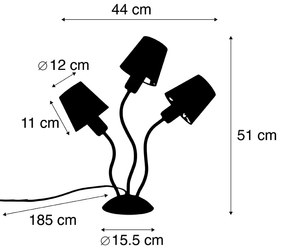 Дизайнерска настолна лампа черна 3-светлинна с абажури - Wimme