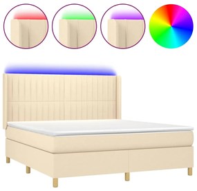 3139058 vidaXL Боксспринг легло с матрак и LED, кремаво, 180x200 см, плат