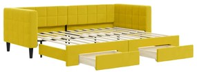 3196737 vidaXL Канапе с изтеглящо легло и чекмеджета жълто 80x200 см кадифе