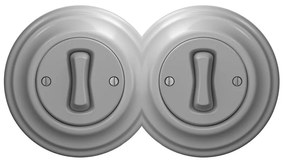 Kliklap - Двоен ретро еднополюсен ключ с рамка № 1 сив