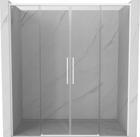 Mexen Rox Двойни плъзгащи се душ врати 190 см, прозрачни, бели - 8C2-190-002-20-00