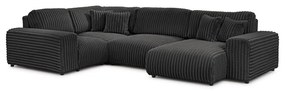 Тъмносив ъглов диван от рипсено кадифе (ляв ъгъл/U форма) Justin – Ropez