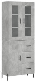 3198669 vidaXL Висок шкаф, бетонно сив, 69,5x34x180 см, инженерно дърво