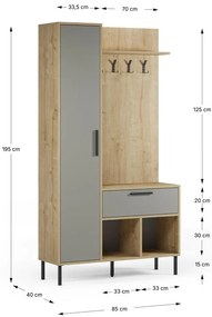 Зелено-естествен комплект за коридор от декор от дъб 108x195x35 cm Heidy – Marckeric