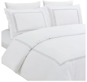 Бяло единично спално бельо от памучен сатен с включен долен чаршаф/6 части 140x200 cm Whispered Serenity – Mila Home Luxury