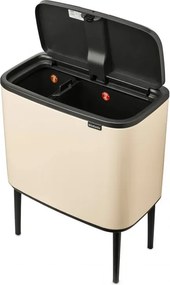 Кош за боклук Brabantia Bo Touch 1005547, 11+23 л, Плавно и безшумно отваряне, Голям отвор, Бежов