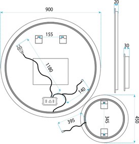 Огледало LED R-9045 90cm + 45cm