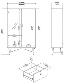 Витрина от дъбов декор в естествен цвят 102x162x40 cm Ry – Tvilum