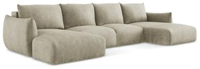 Бежов шенилов сгъваем ъглов диван (U форма) Leila – Makamii