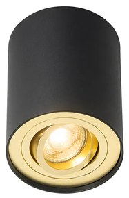 Таванен прожектор черен със злато въртящ се и наклонен - Rondoo up