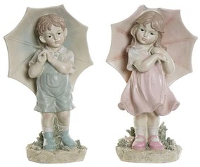 Декоративна фигурка DKD Home Decor Син Розов Смола Дете (28 x 20 x 48.5 cm) (2 pcs)