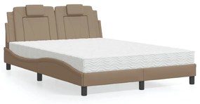 3208793 vidaXL Легло Viana без матрак, капучино, 140x190 см изкуствена кожа