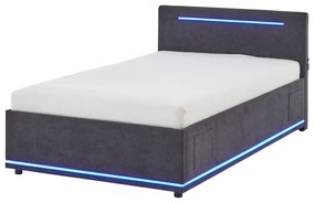 Тъмносиво тапицирано детско легло 140x200 cm с място за съхранение с включена подматрачна рамка Circle – Meise Möbel