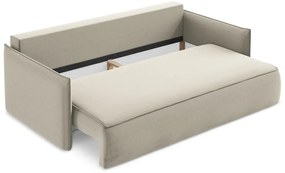 Бежов кадифен разтегателен диван с място за съхранение 225 cm Hula – Makamii